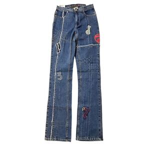 Vintage Pepe Jeans Women's Bootcut Stretch Jeans Size 26 Embellished Patches NEW